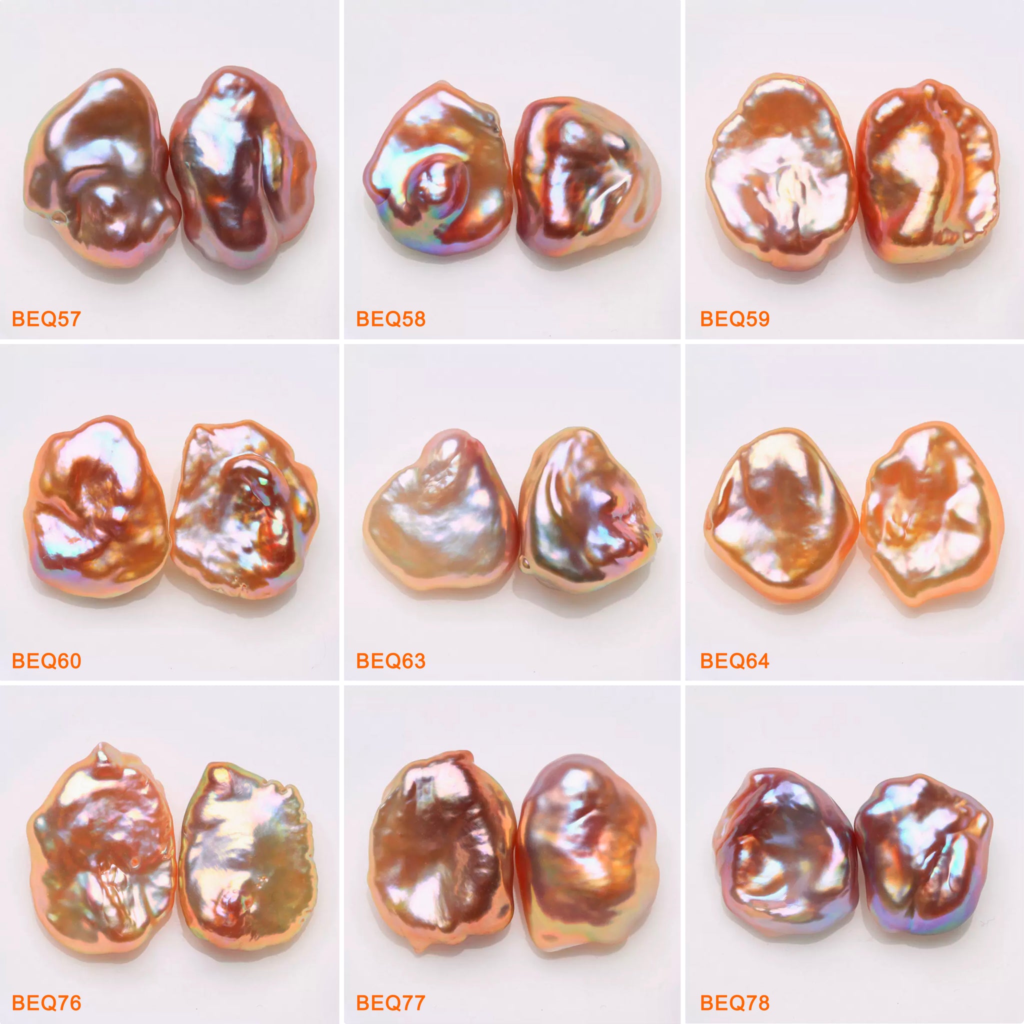 14-15mm Natural Freshwater Rainbow Keshi Pearls Pairs