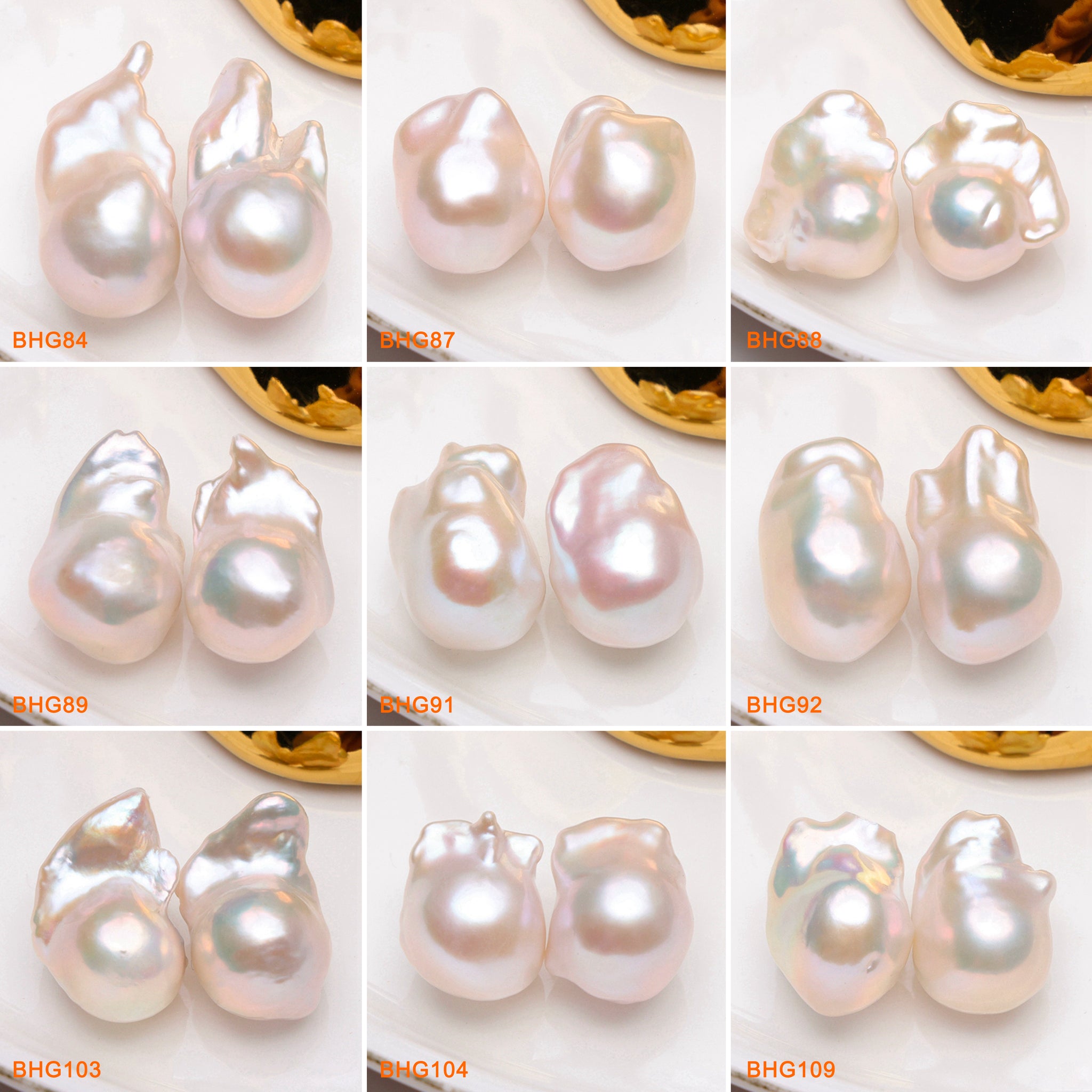 13*19mm Natural Freshwater White Rainbow Baroque Pearls Pairs  (BHG)