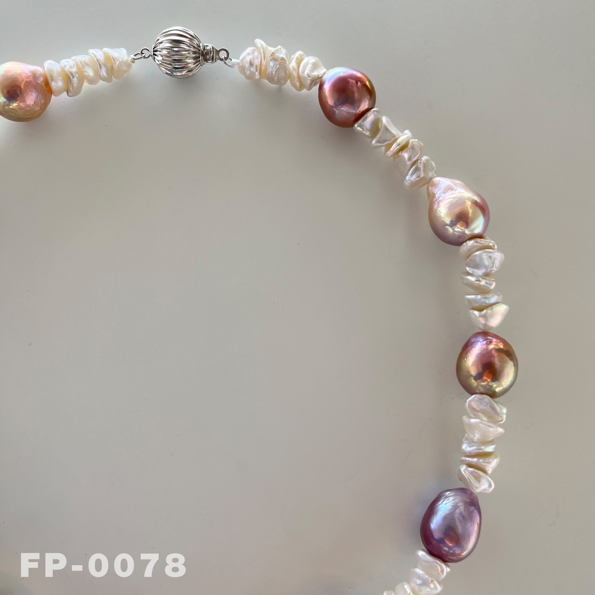 17.1 " Natural Color Edison Rainbow Pearl and Keshi Pearl Necklace