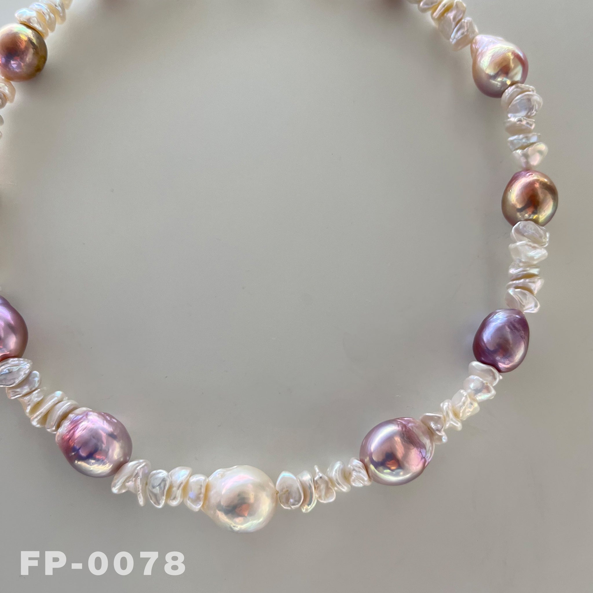 17.1 " Natural Color Edison Rainbow Pearl and Keshi Pearl Necklace