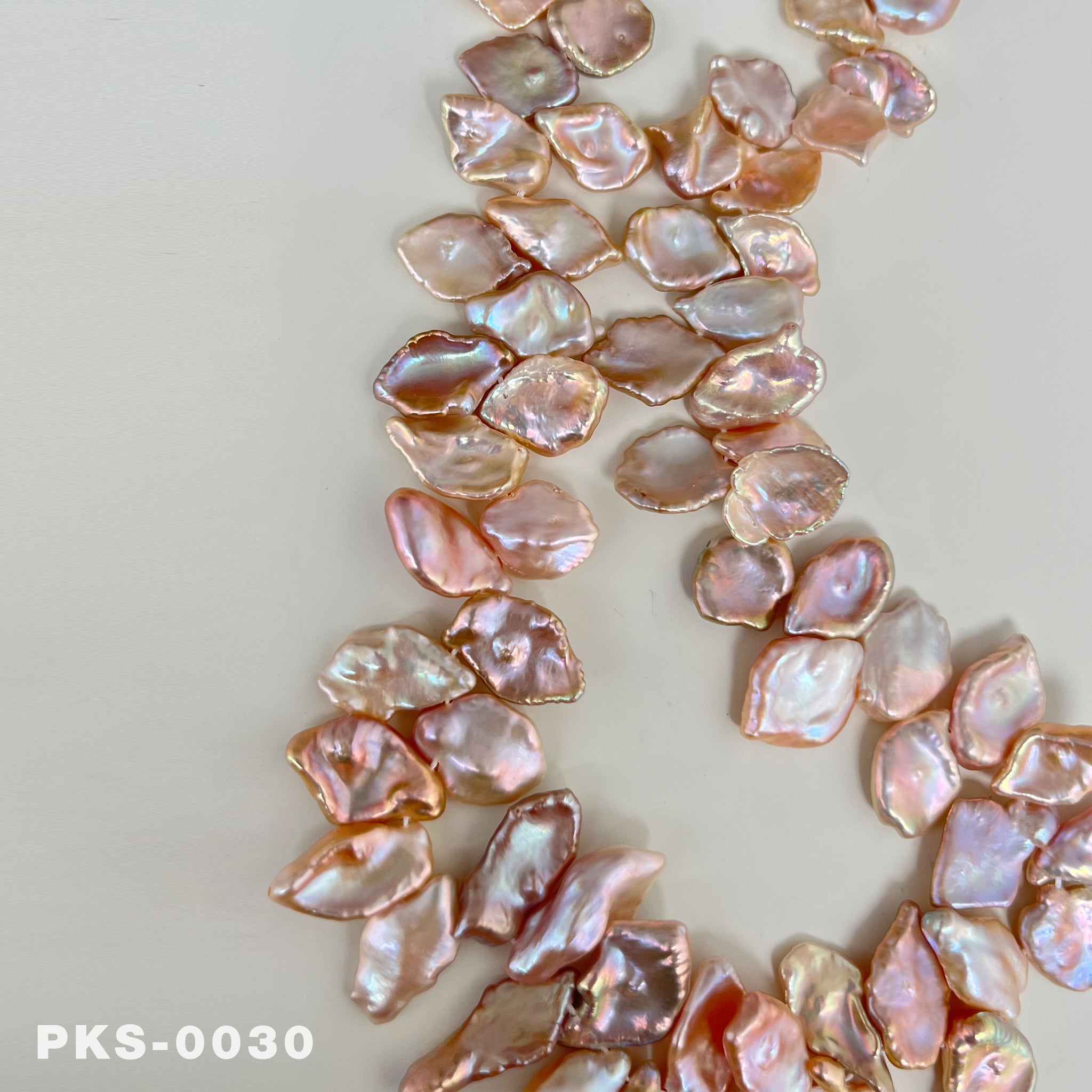 1 Strand 15.4 inches Natural Freshwater Pink & Gold Keshi Pearl Necklace(PKS-0030)