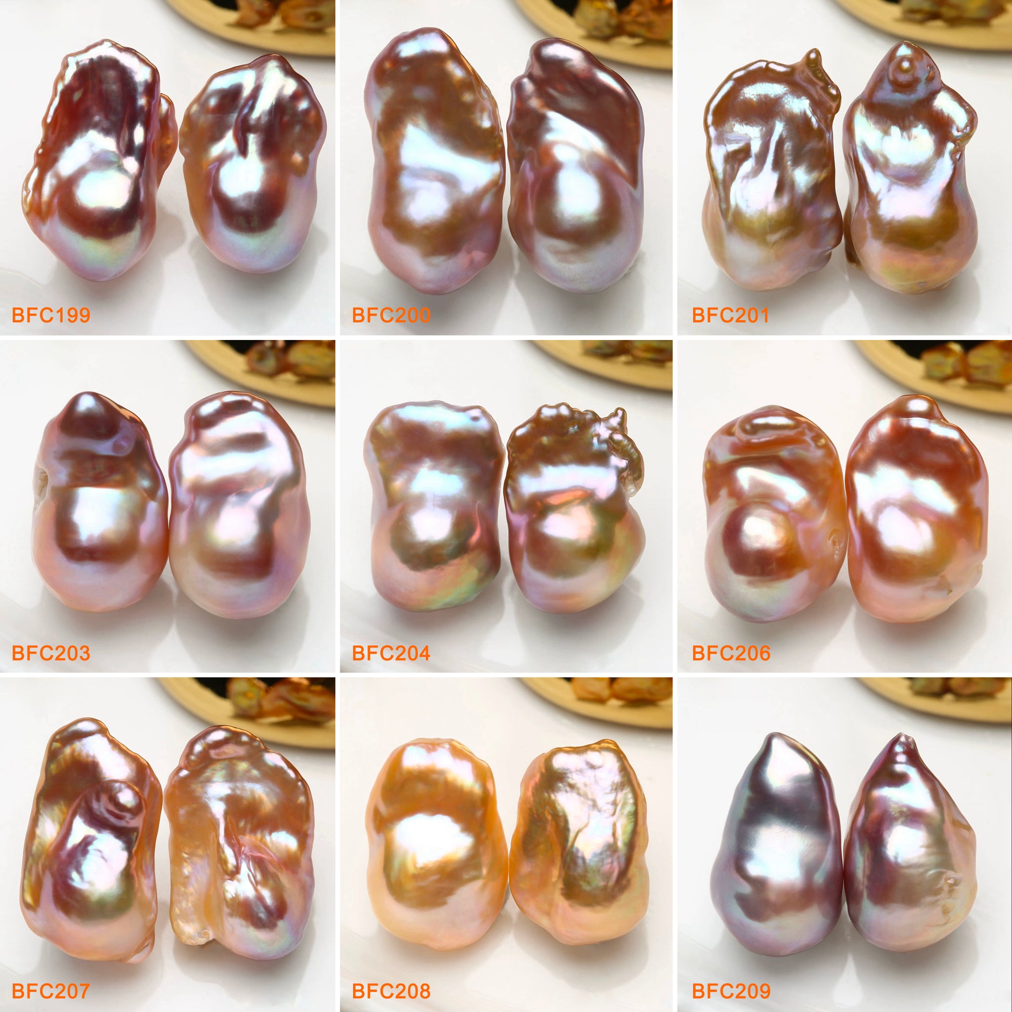 13-14mm Natural Freshwater Rainbow Baoroque Pearls Pairs (BFC)