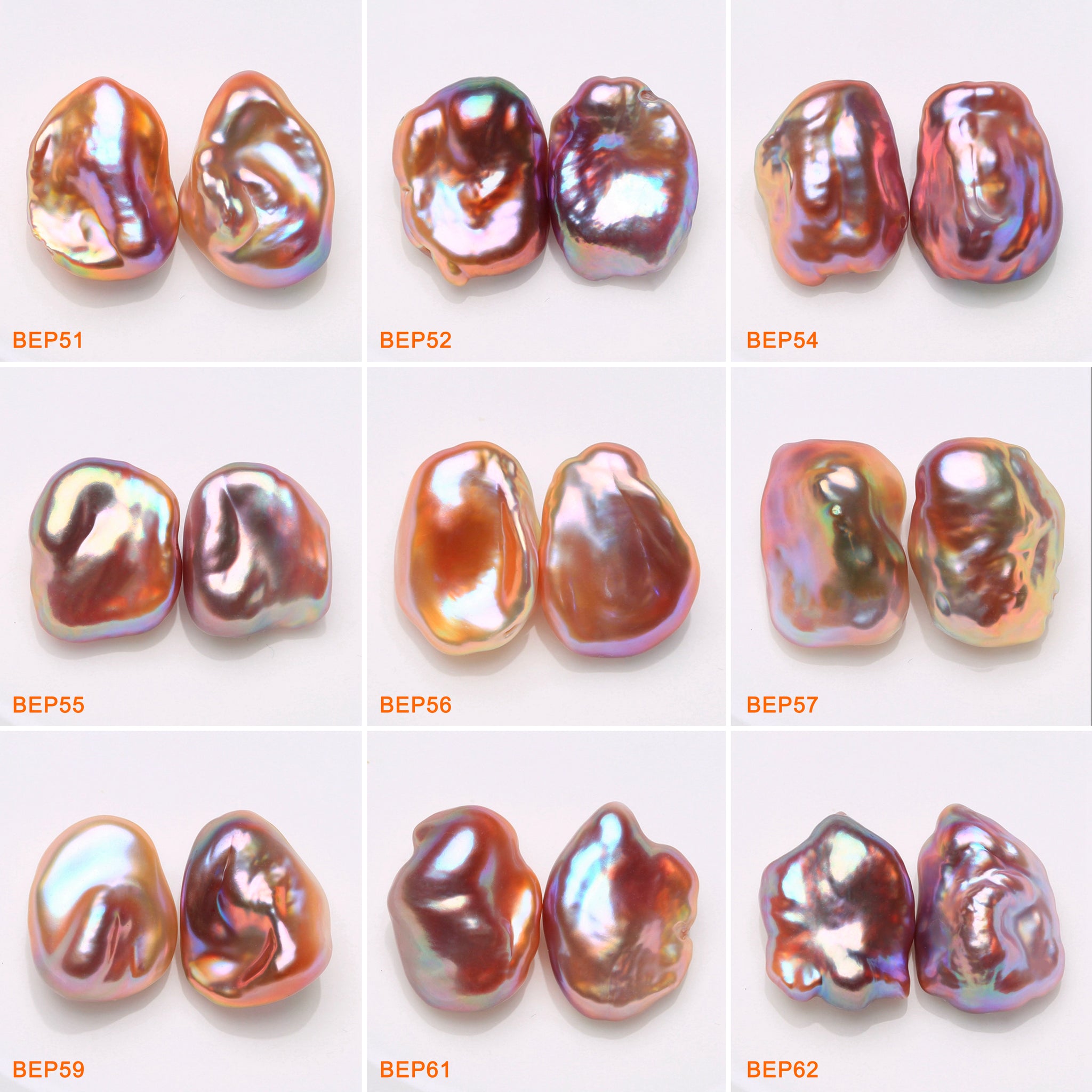 13-14mm Natural Freshwater Rainbow Keshi Pearls Pairs  (BEP)