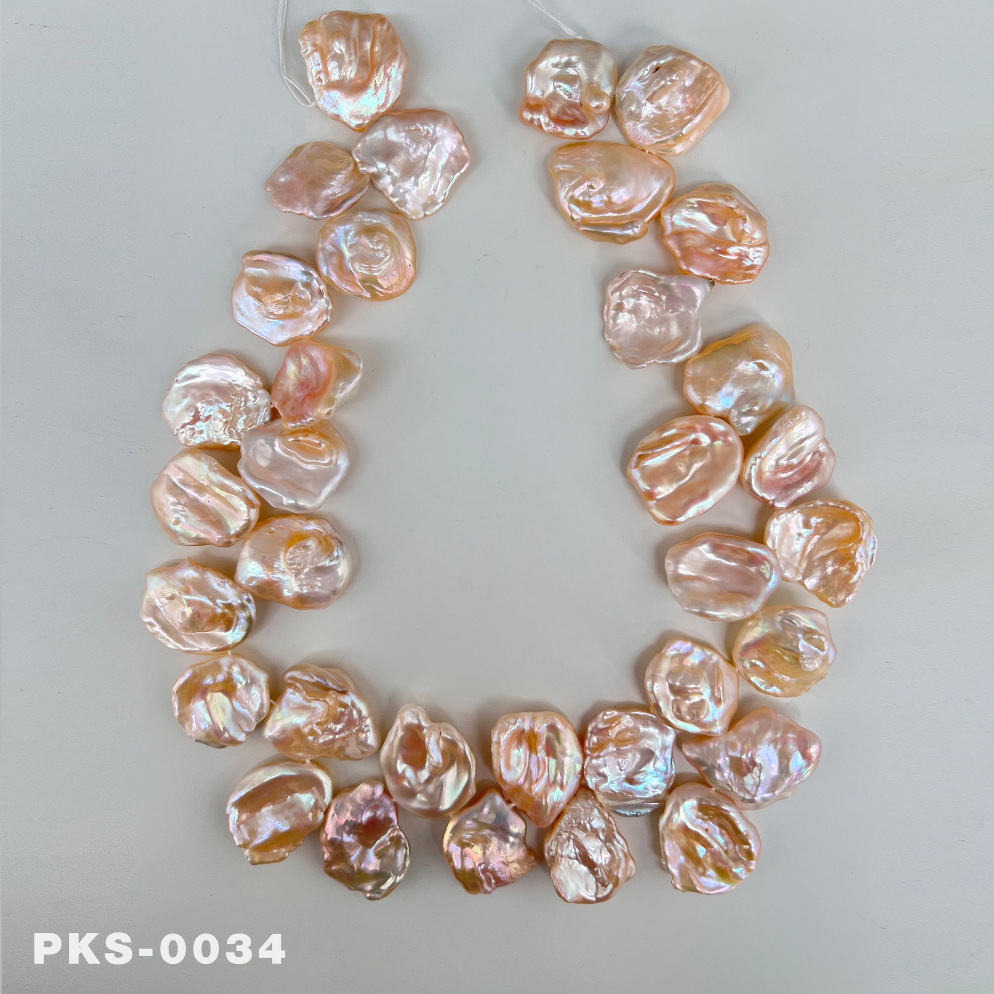 1 Strand 16 inches Natural Freshwater Pink & Gold Keshi Pearl Necklace(PKS-0035)