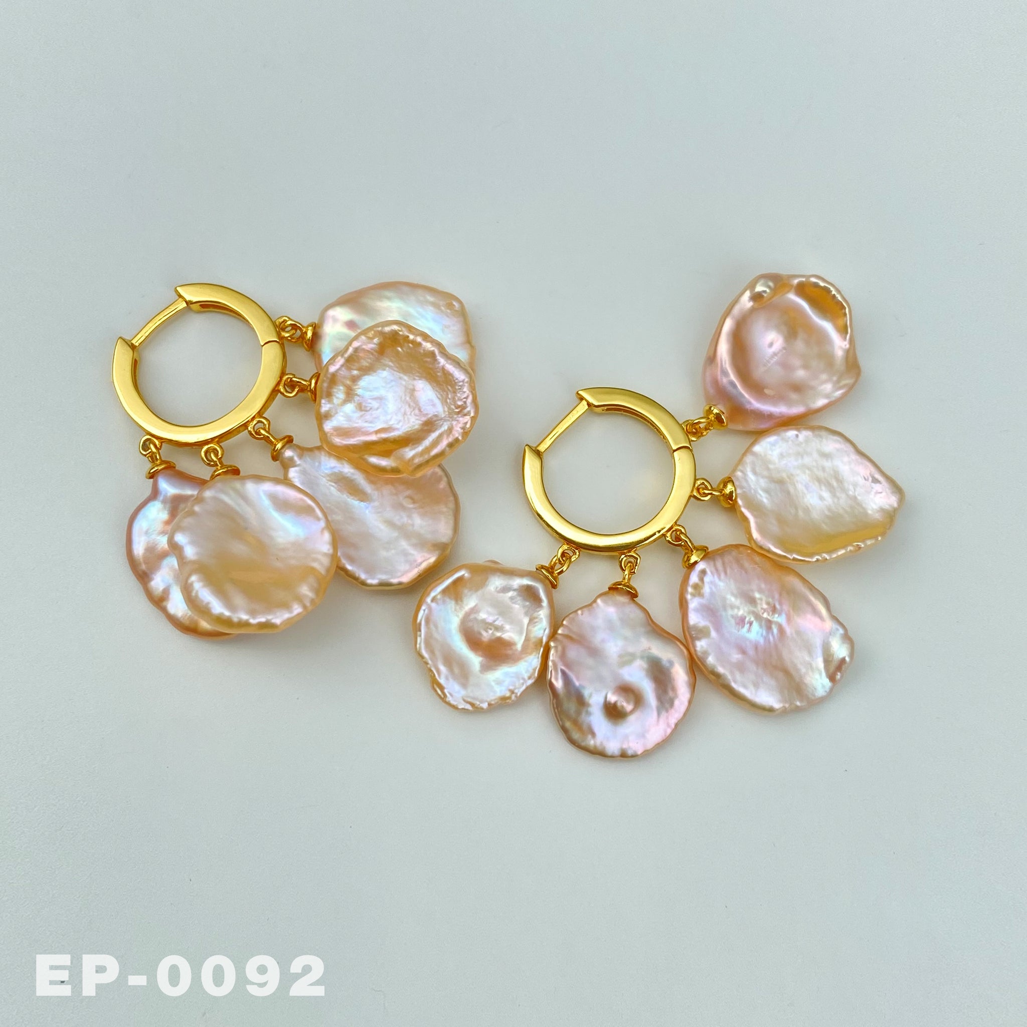 Natural Freshwater Gold Keshi Pearl Earrings （EP-0092)