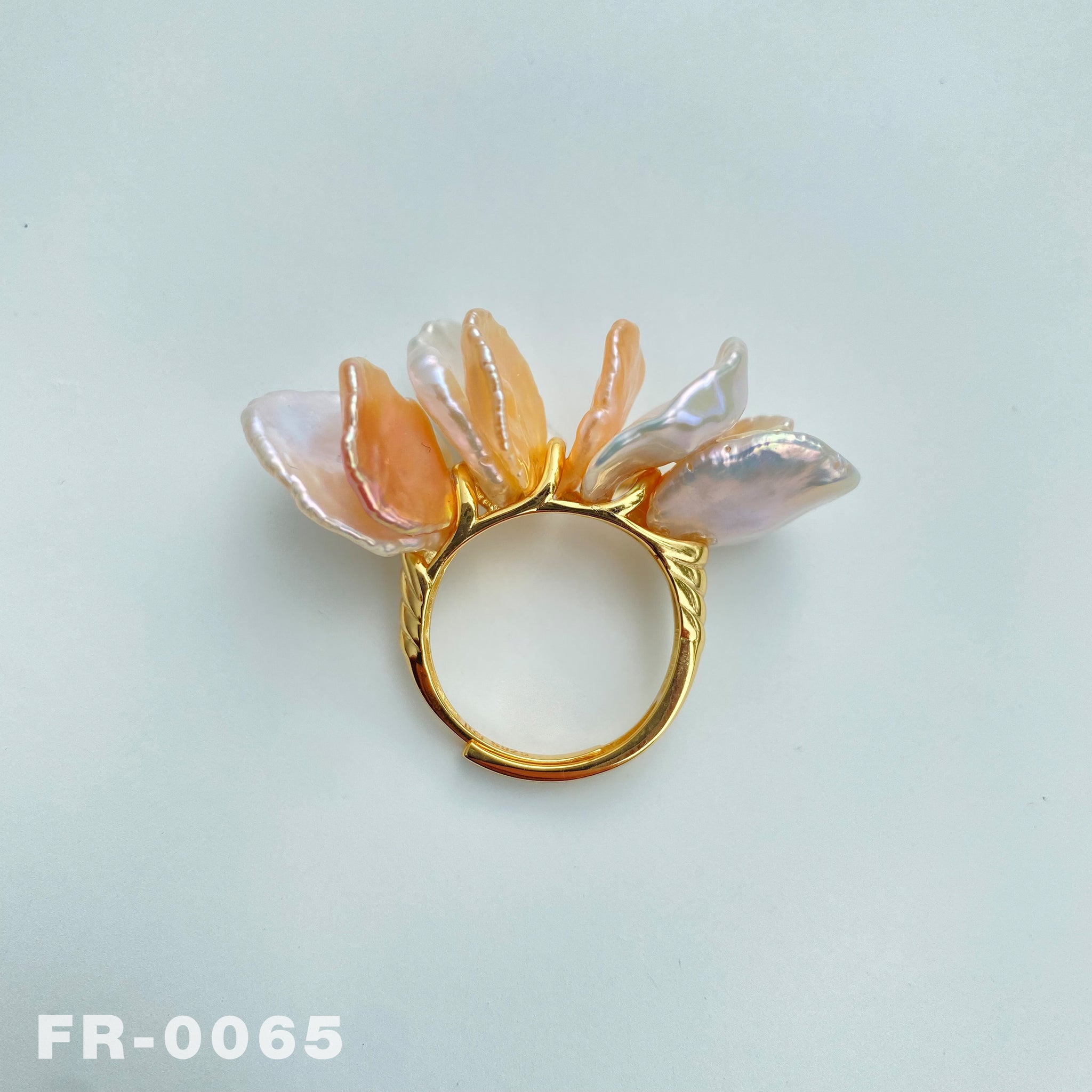 Natural Colorful Freshwater Keshi Pearl Ring(FR-0065)