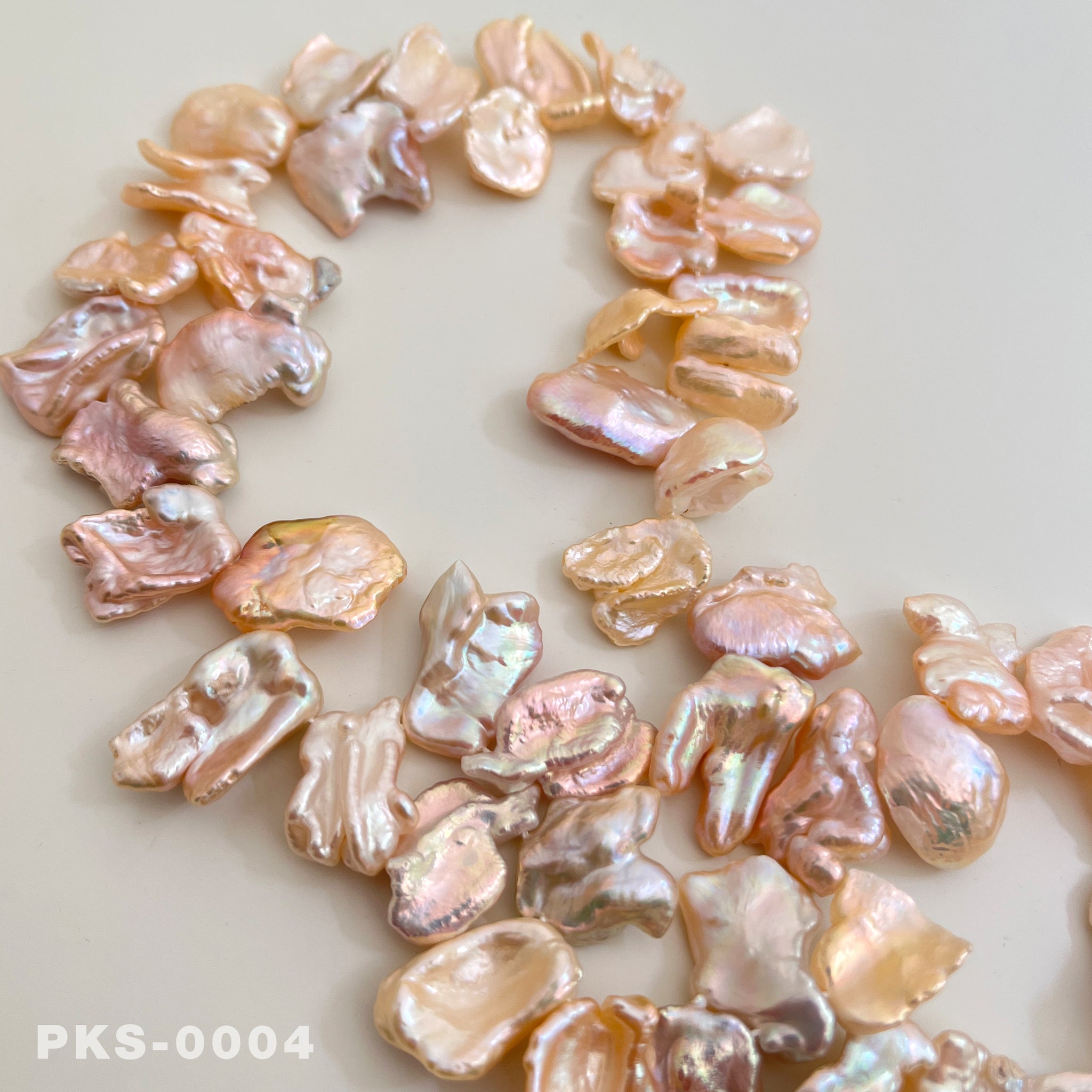 1 Strand Natural Freshwater Pink & Gold Keshi Pearl Necklace(PKS-0004)