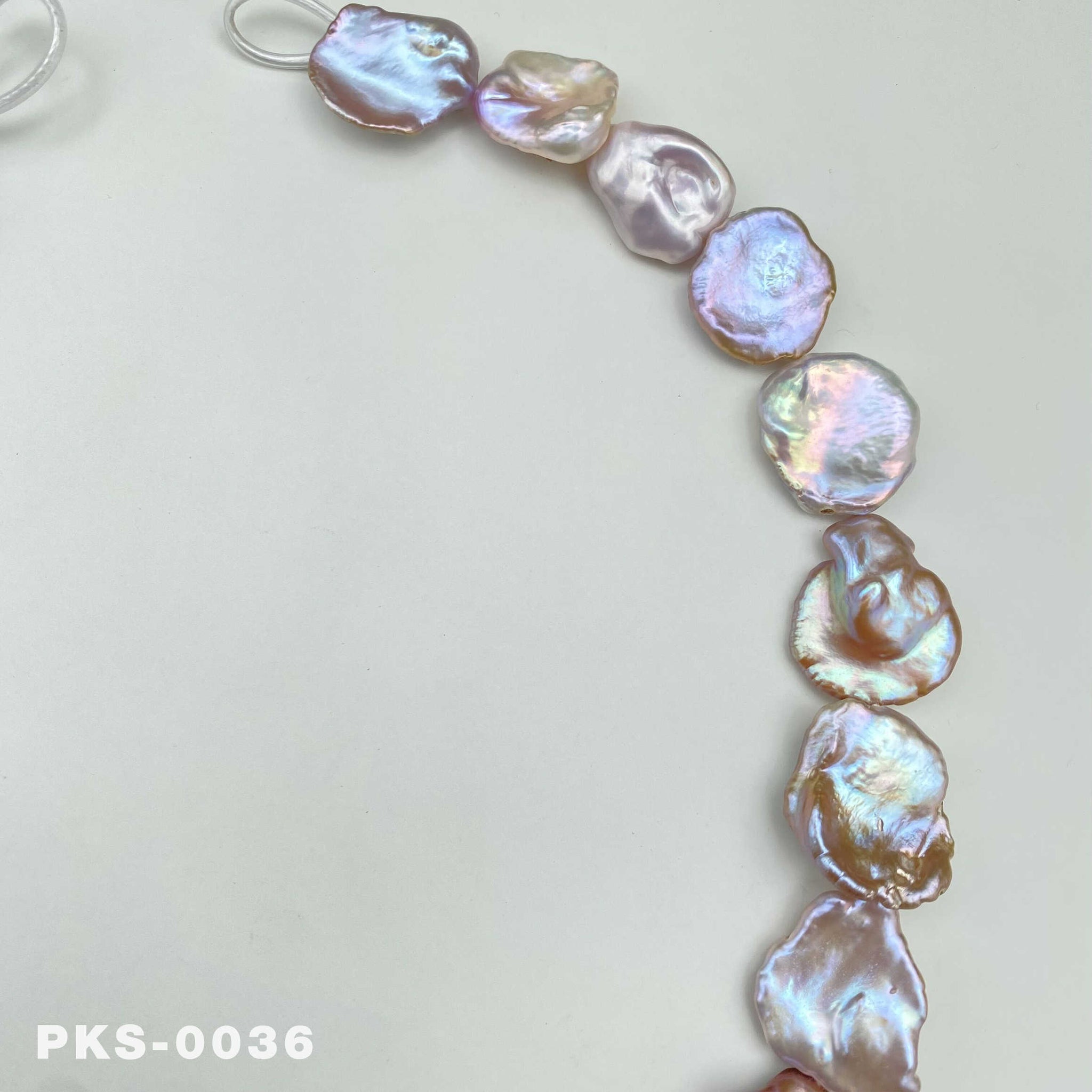 1 Strand 16 inches Large Size Freshwater Rainbow  Keshi Pearl Necklace (PKS-0036)