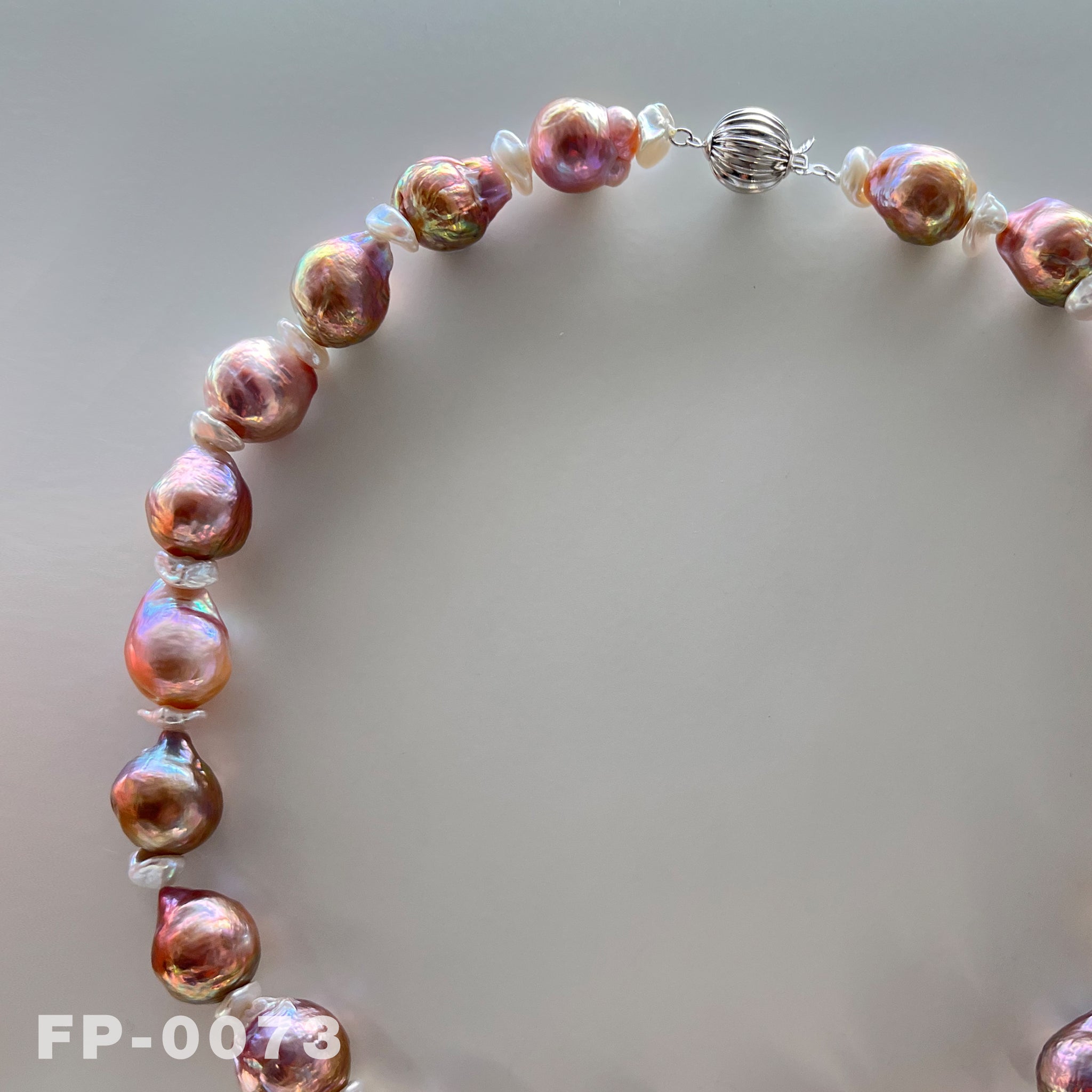 18.5 " Natural Color Edison Rainbow Pearl and Keshi Pearl Necklace