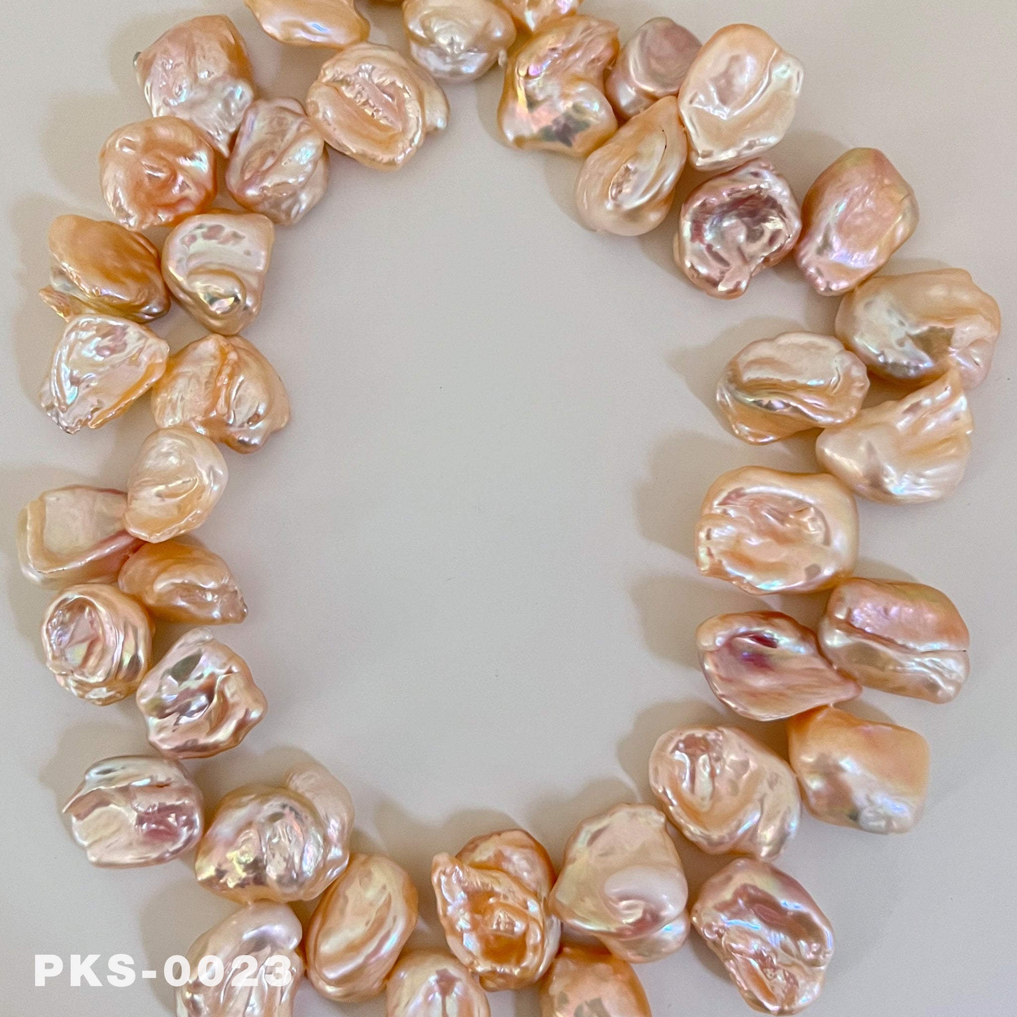 1 Strand 16 inches Natural Freshwater Pink & Gold Keshi Pearl Necklace(PKS-0023)