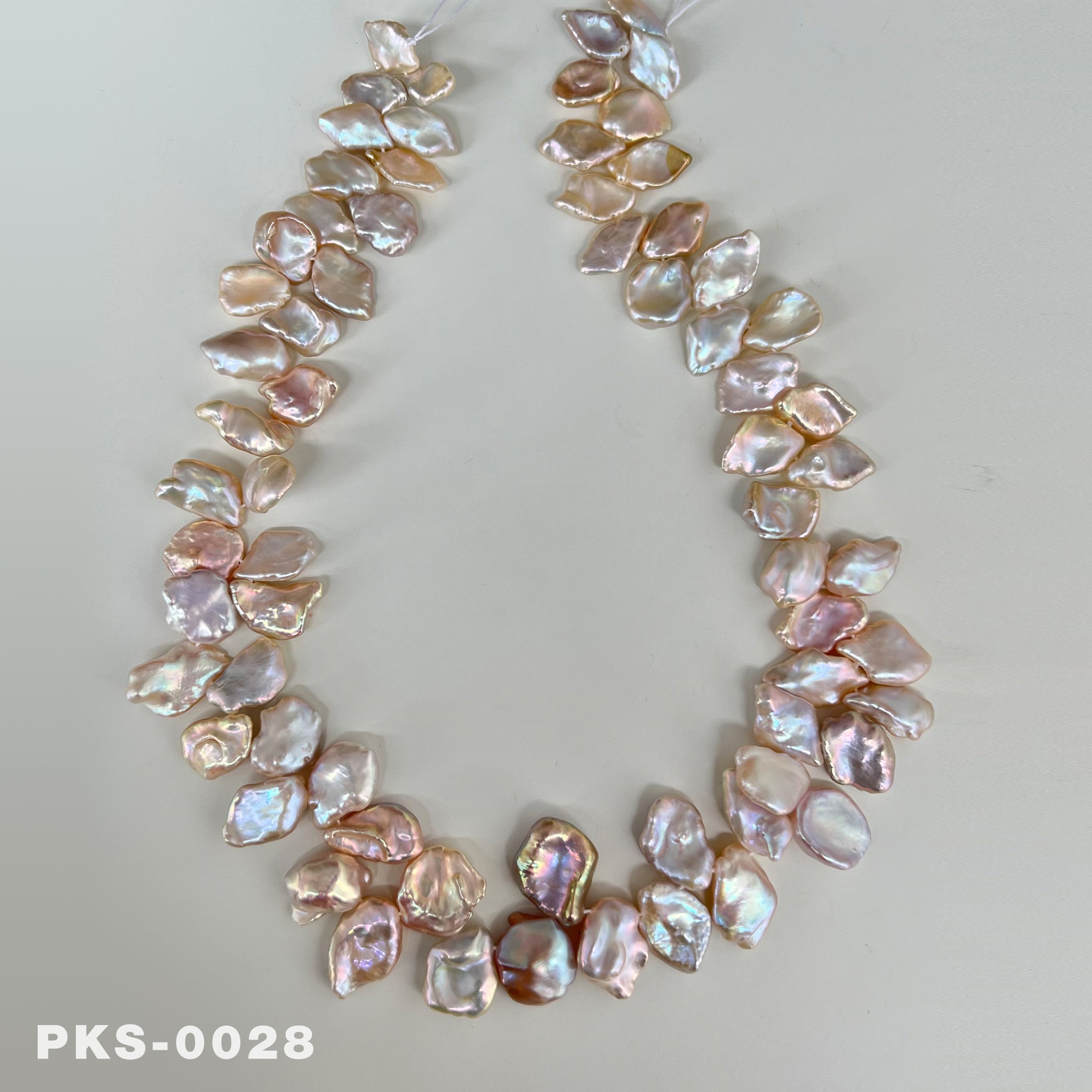 1 Strand 15.7 inches Natural Freshwater Pink & Gold Keshi Pearl Necklace(PKS-0028)