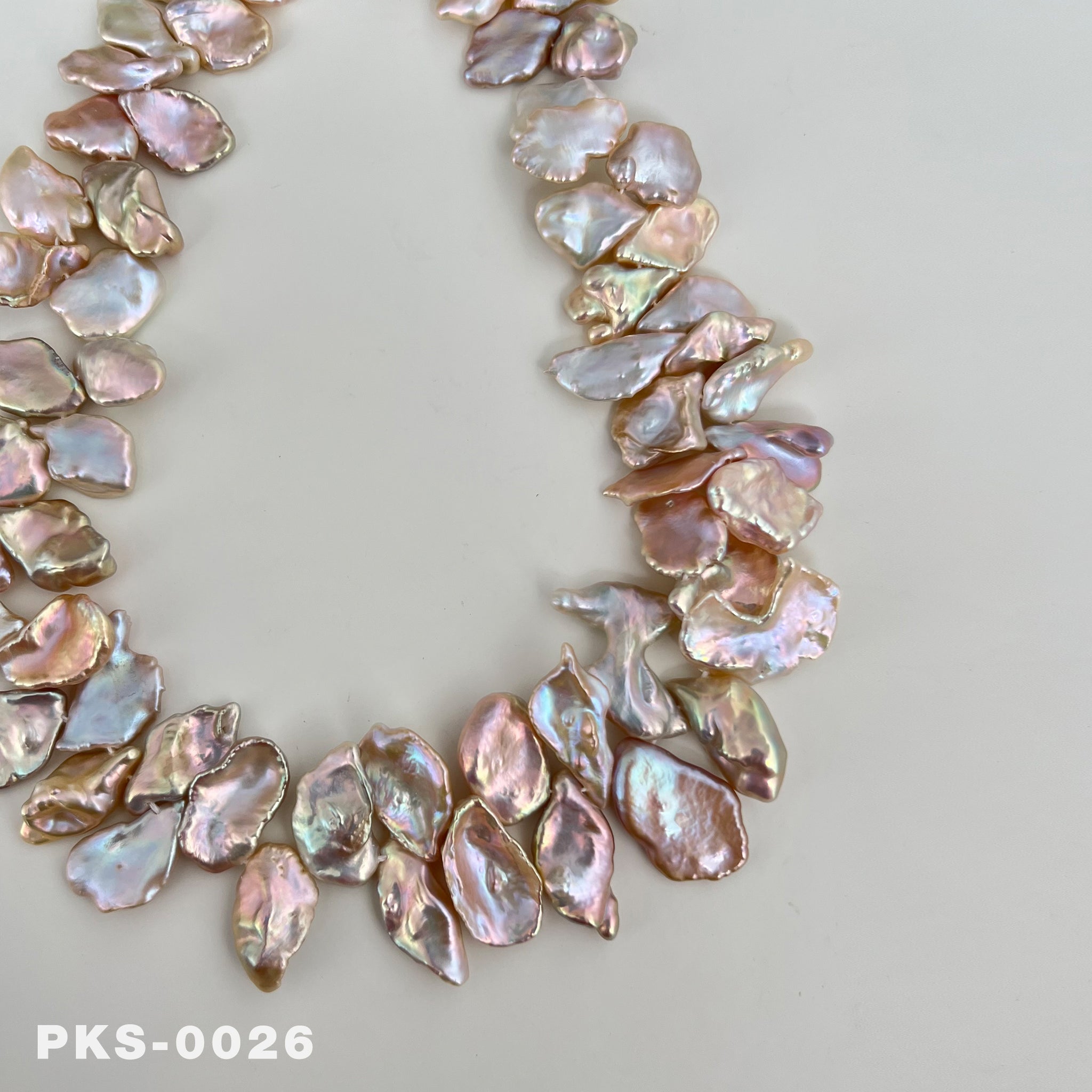 1 Strand 15.7 inches Natural Freshwater Pink & Gold Keshi Pearl Necklace(PKS-0026)