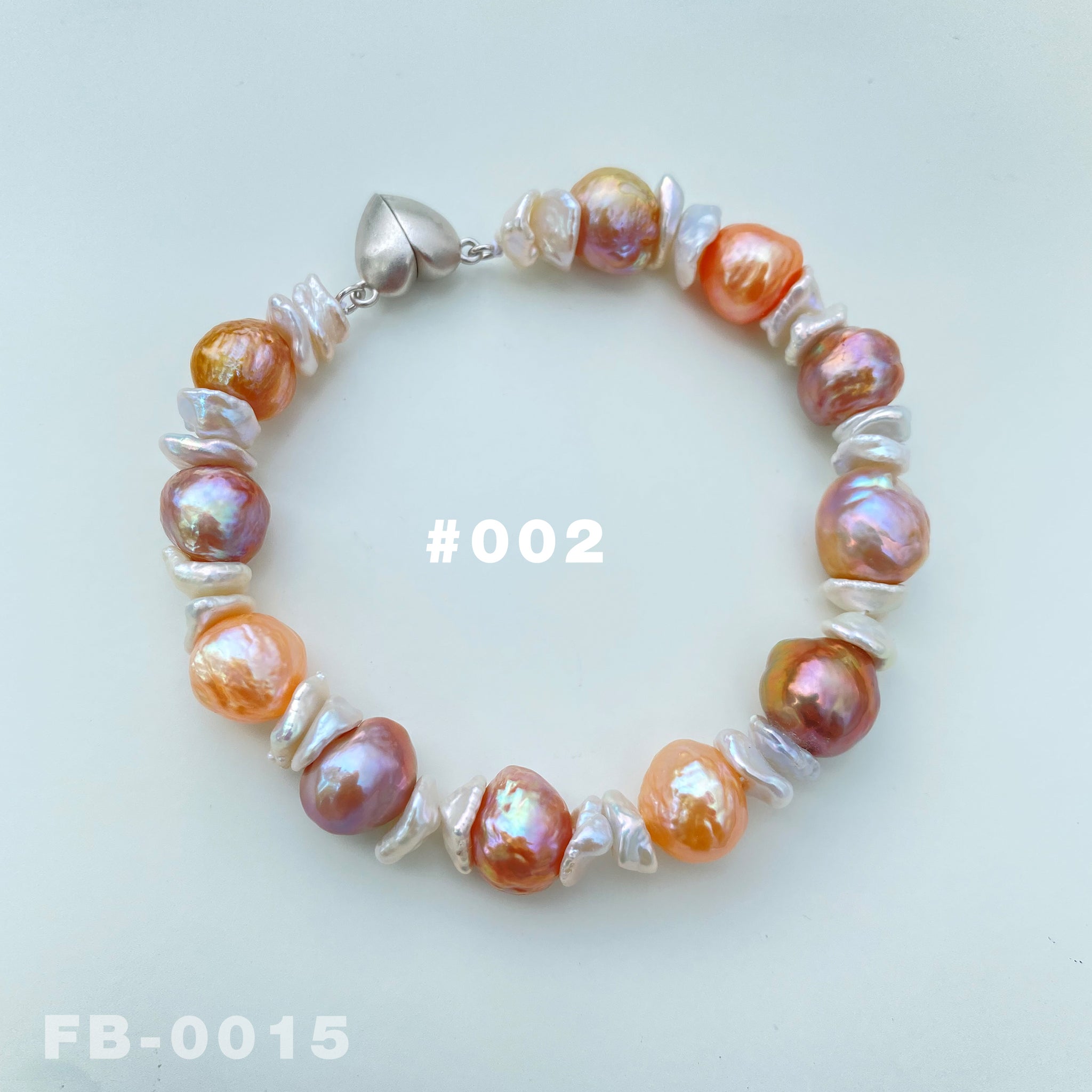 7.8 " Natural Freshwater Colorful Edison Baroque Pearl and White Keshi Pearl Bracelet