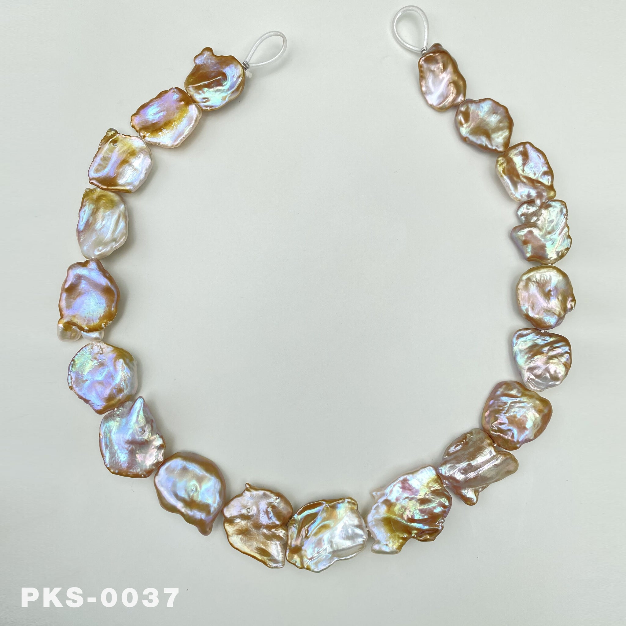 1 Strand 16 inches Large Size Freshwater Rainbow  Keshi Pearl Necklace (PKS-0037)