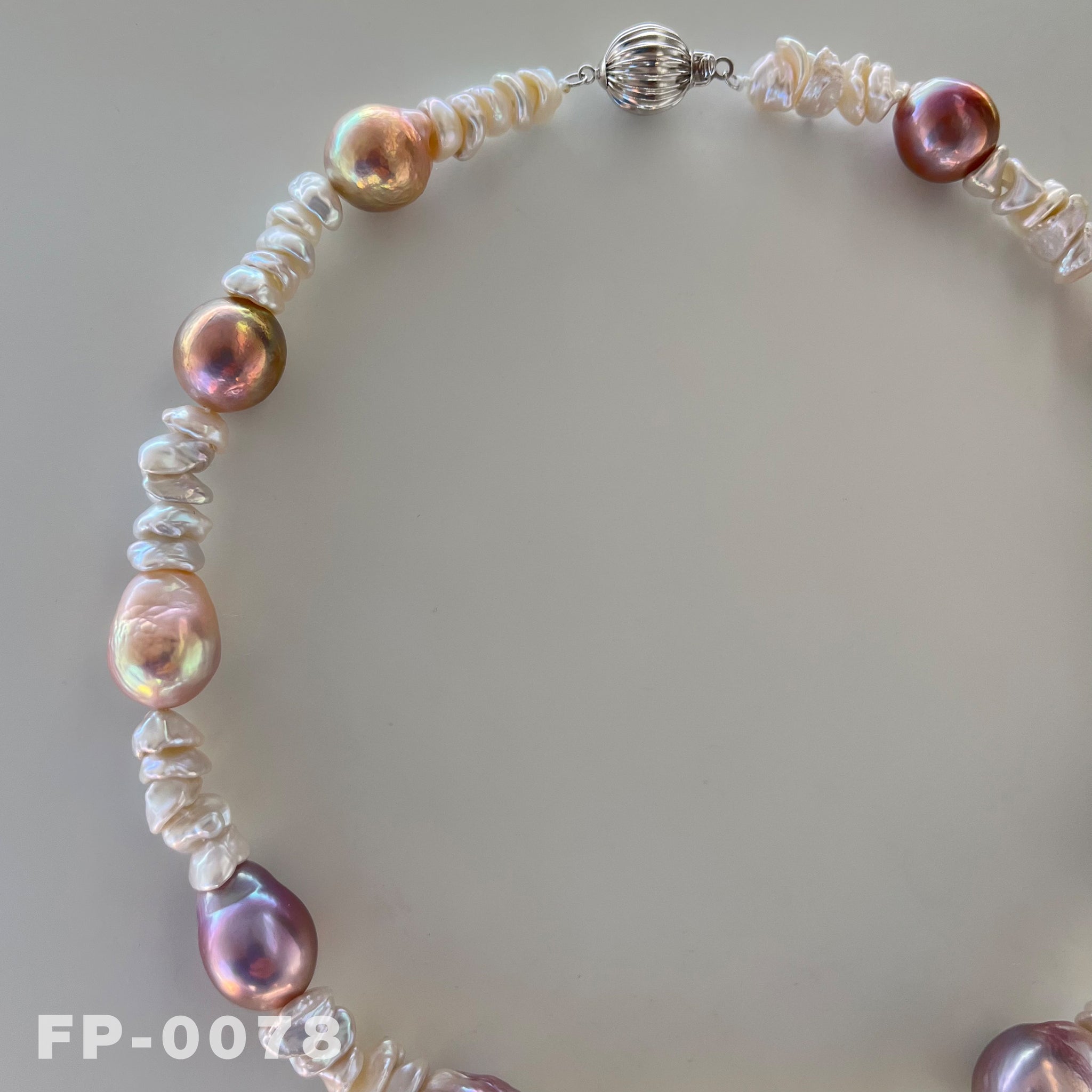 17.1 " Natural Color Edison Rainbow Pearl and Keshi Pearl Necklace