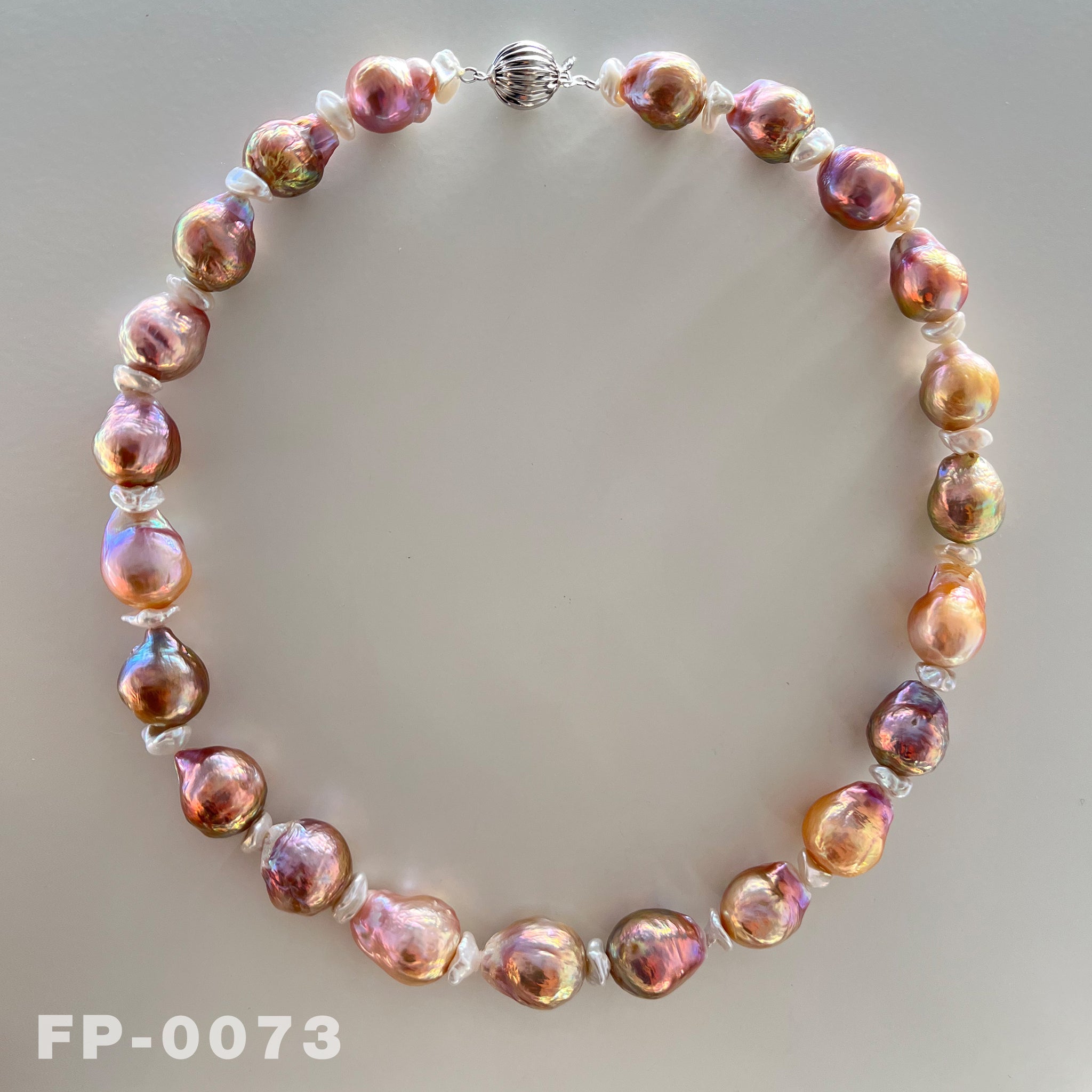 18.5 " Natural Color Edison Rainbow Pearl and Keshi Pearl Necklace