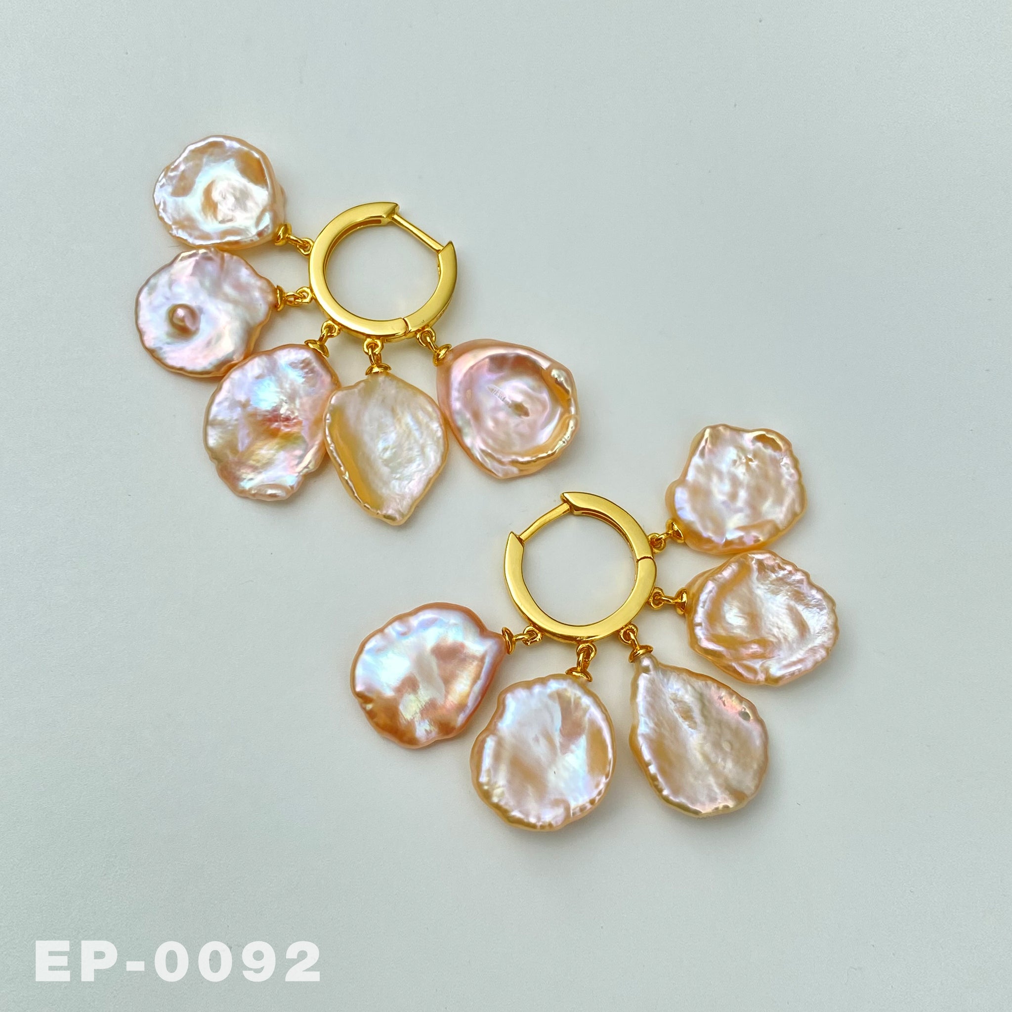 Natural Freshwater Gold Keshi Pearl Earrings （EP-0092)