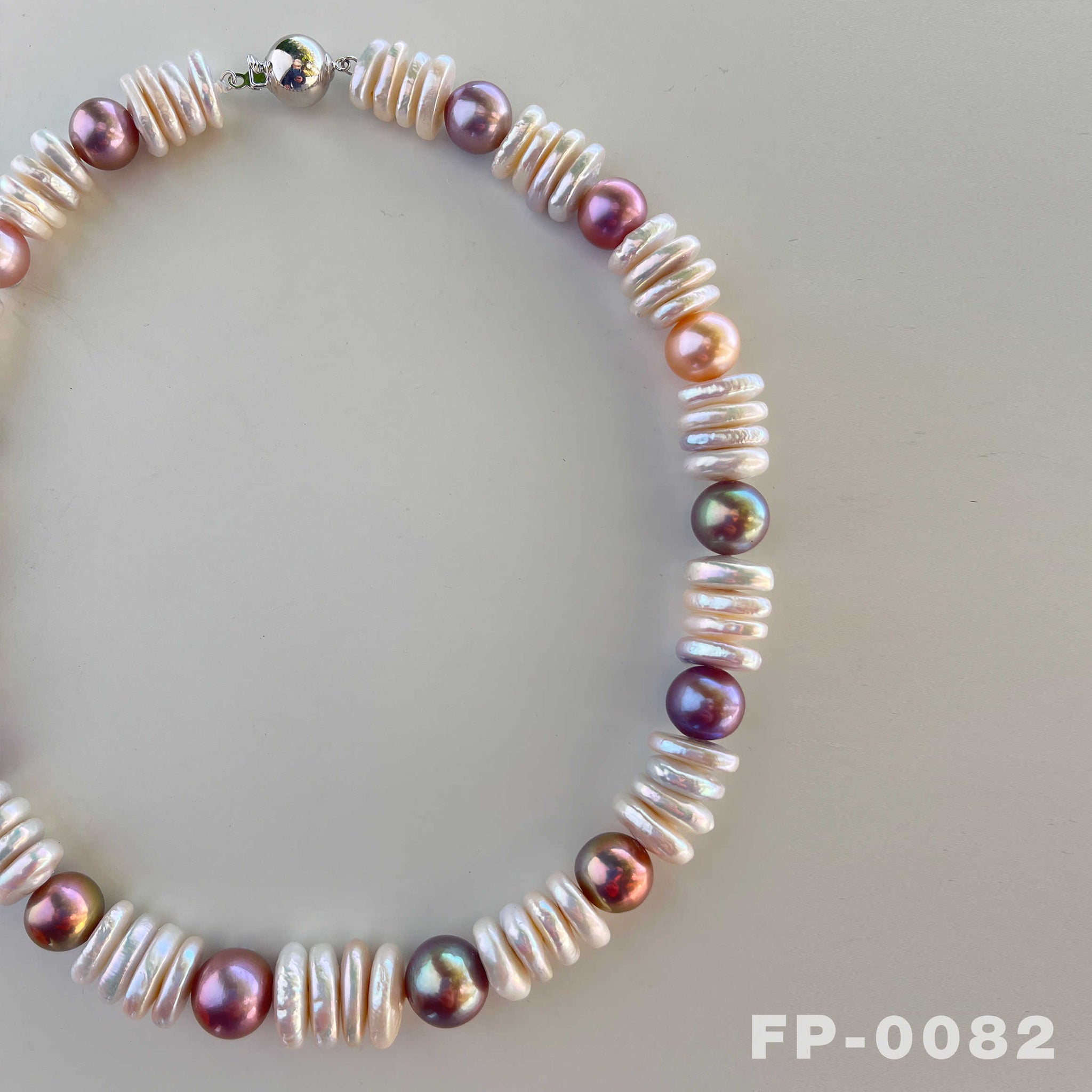 Natural Rainbow Edison and Keshi Pearl Necklace