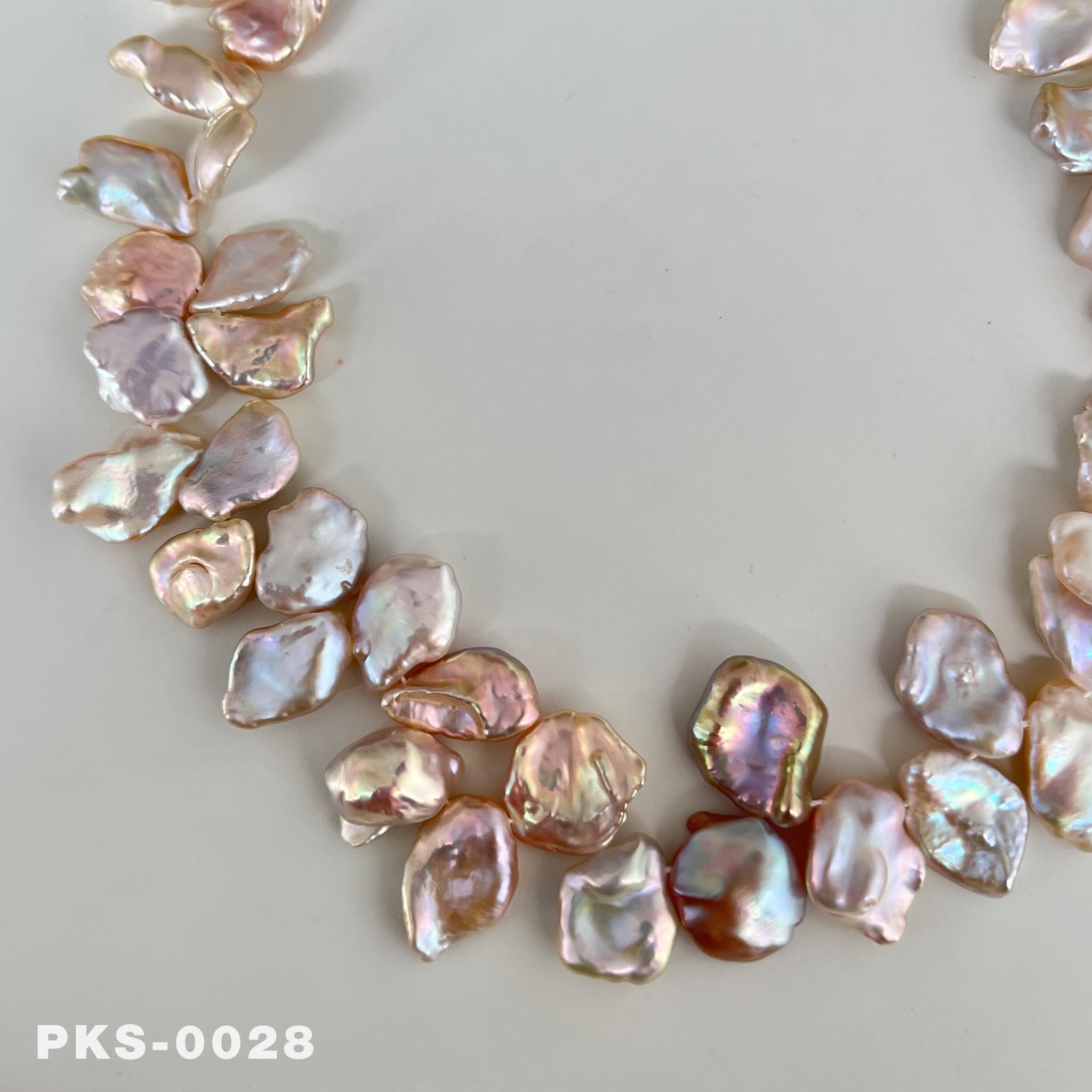 1 Strand 15.7 inches Natural Freshwater Pink & Gold Keshi Pearl Necklace(PKS-0028)