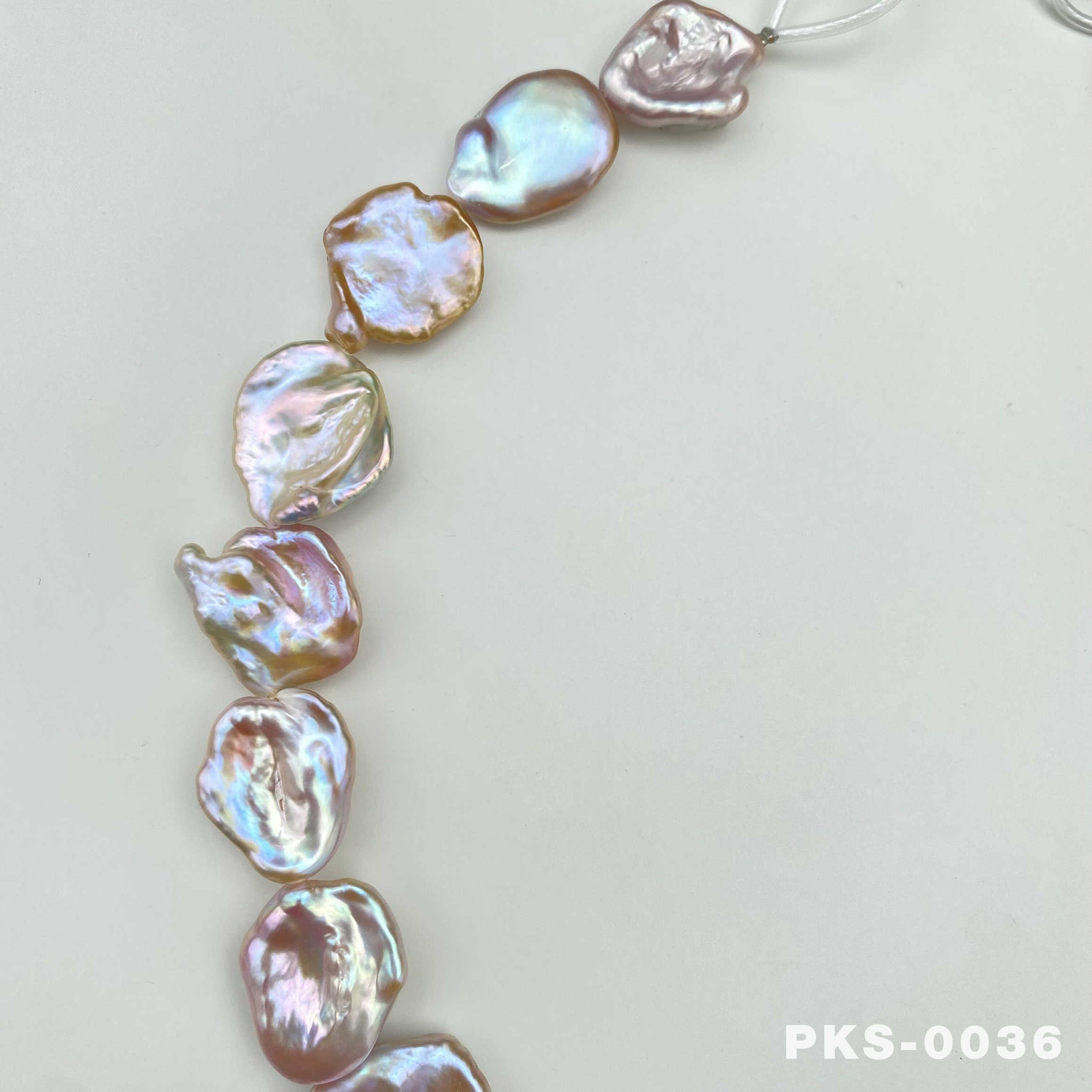 1 Strand 16 inches Large Size Freshwater Rainbow  Keshi Pearl Necklace (PKS-0036)