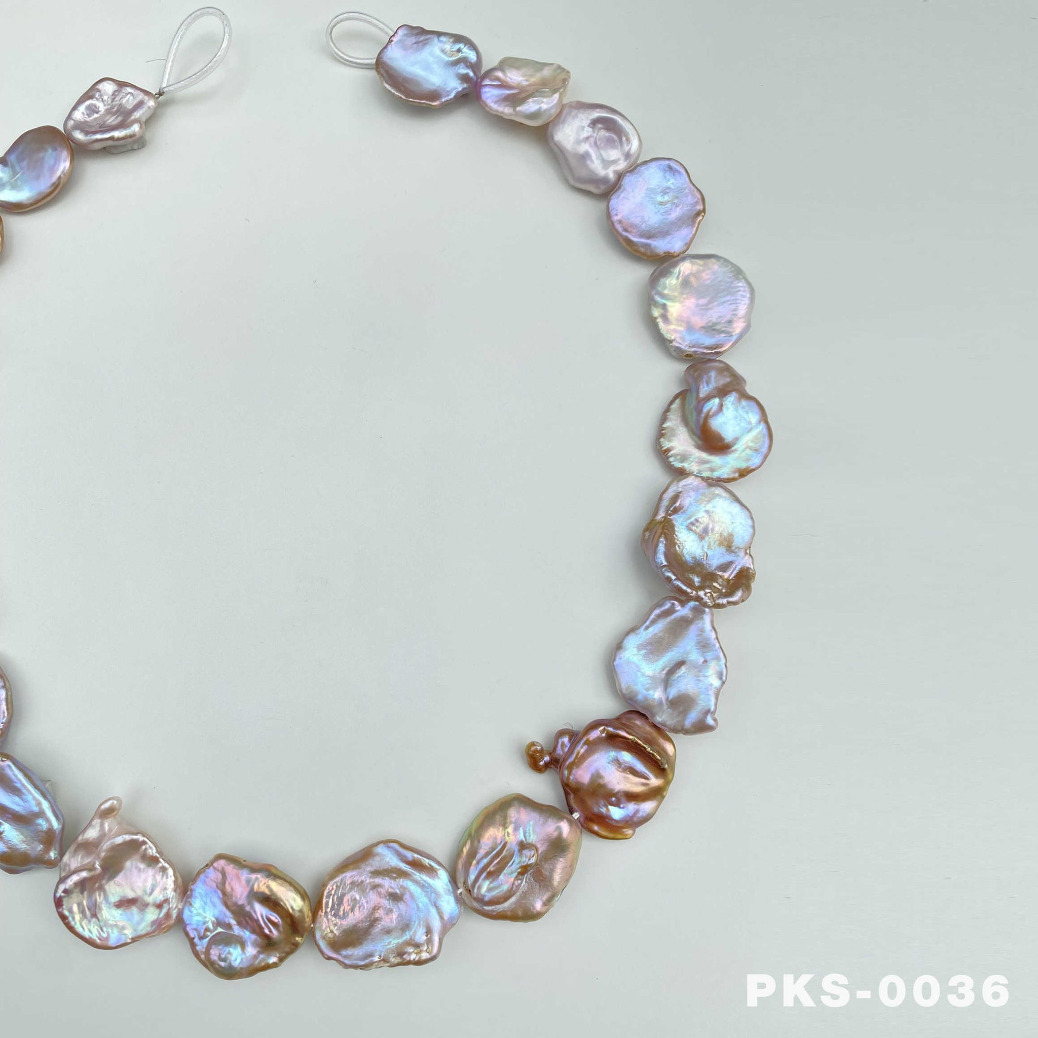 1 Strand 16 inches Large Size Freshwater Rainbow  Keshi Pearl Necklace (PKS-0036)