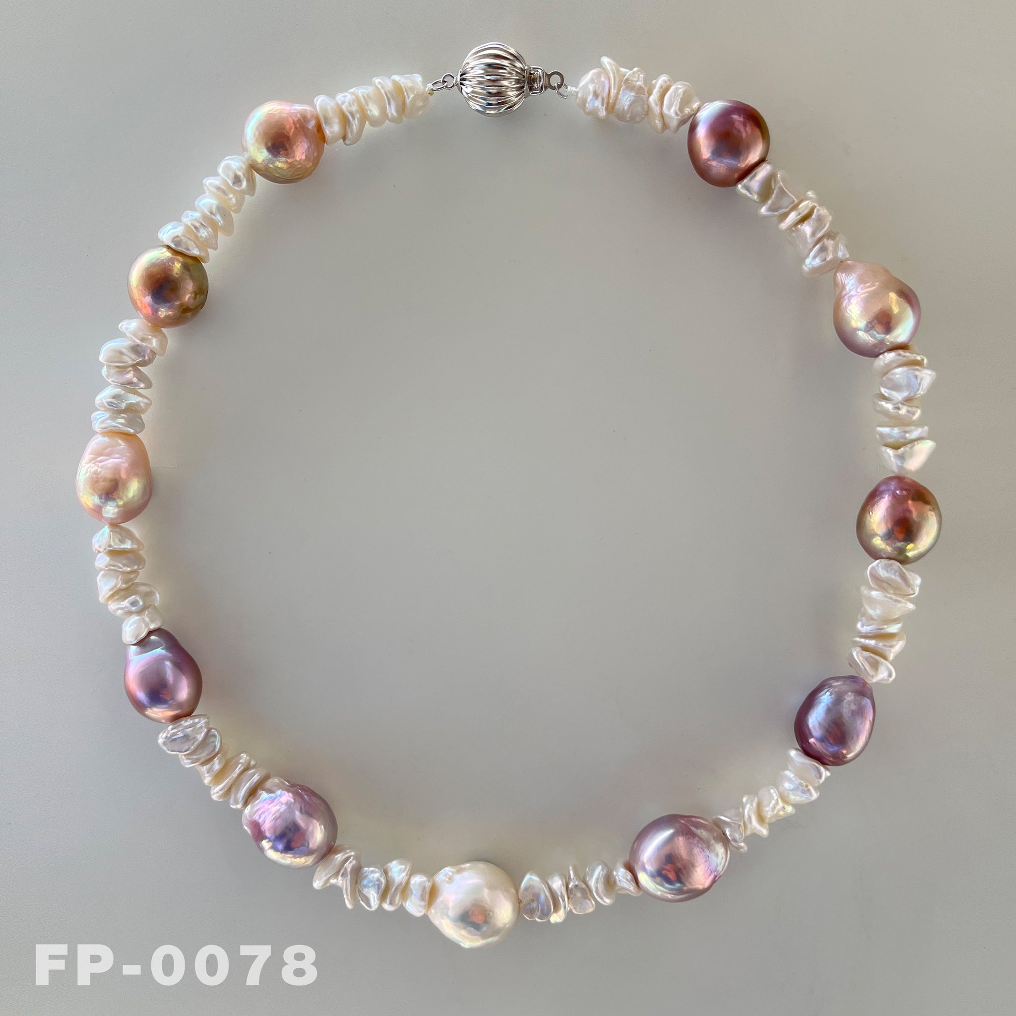 17.1 " Natural Color Edison Rainbow Pearl and Keshi Pearl Necklace