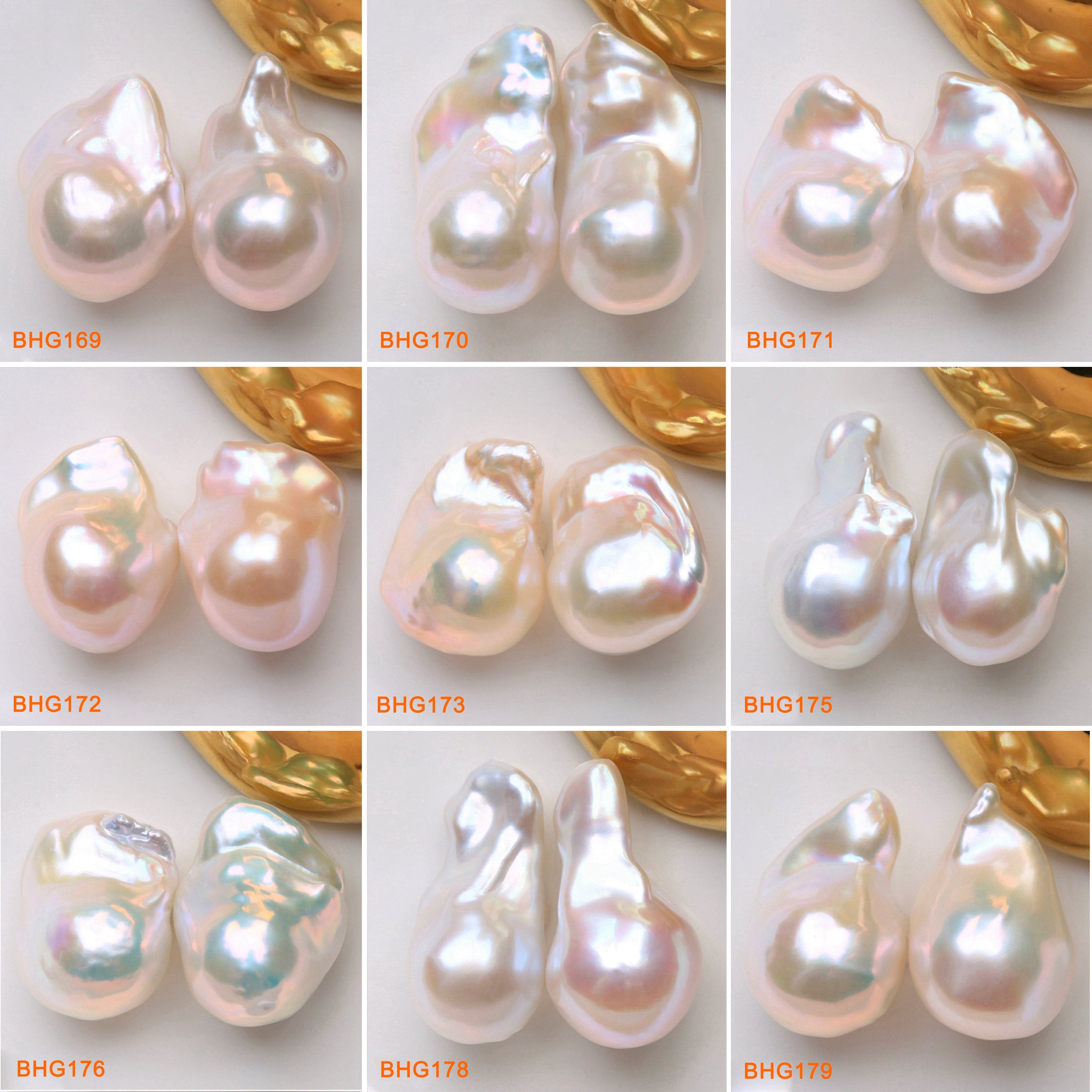 13*19mm Natural Freshwater White Rainbow Baroque Pearls Pairs  (BHG)