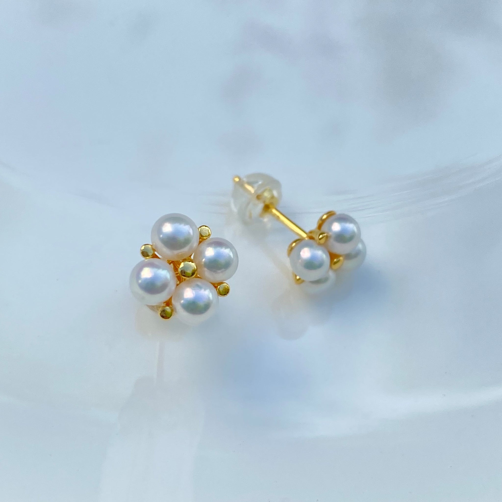 3.5-4mm regular round aurora small Pearl earrings